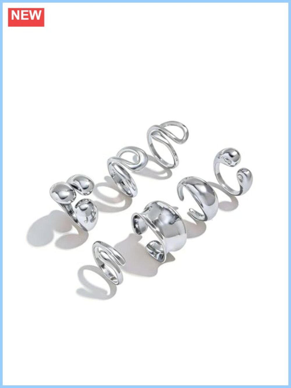 Chunky Stackable Rings Set Adjustable Thick Statement Rings Alloy Jewelry